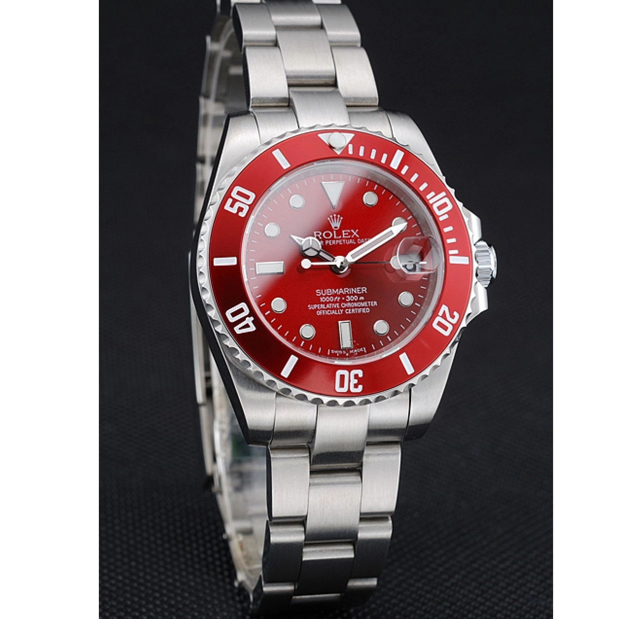 AAA replica watch Rolex 1454154 Bracelet Red Stainless Steel Dial Submariner 0821
